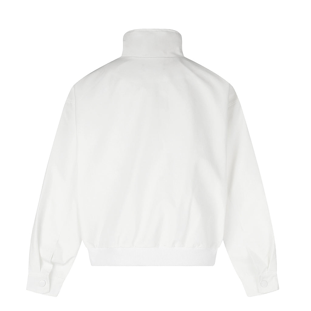 Three-Stripes Long Sleeve Zipper Stand Collar Loose Mid-Length Casual Jacket
