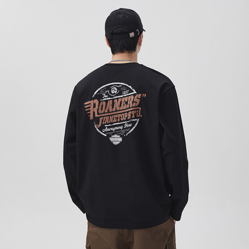 Vintage Heavyweight Cotton Long Sleeve T-Shirt for Men
