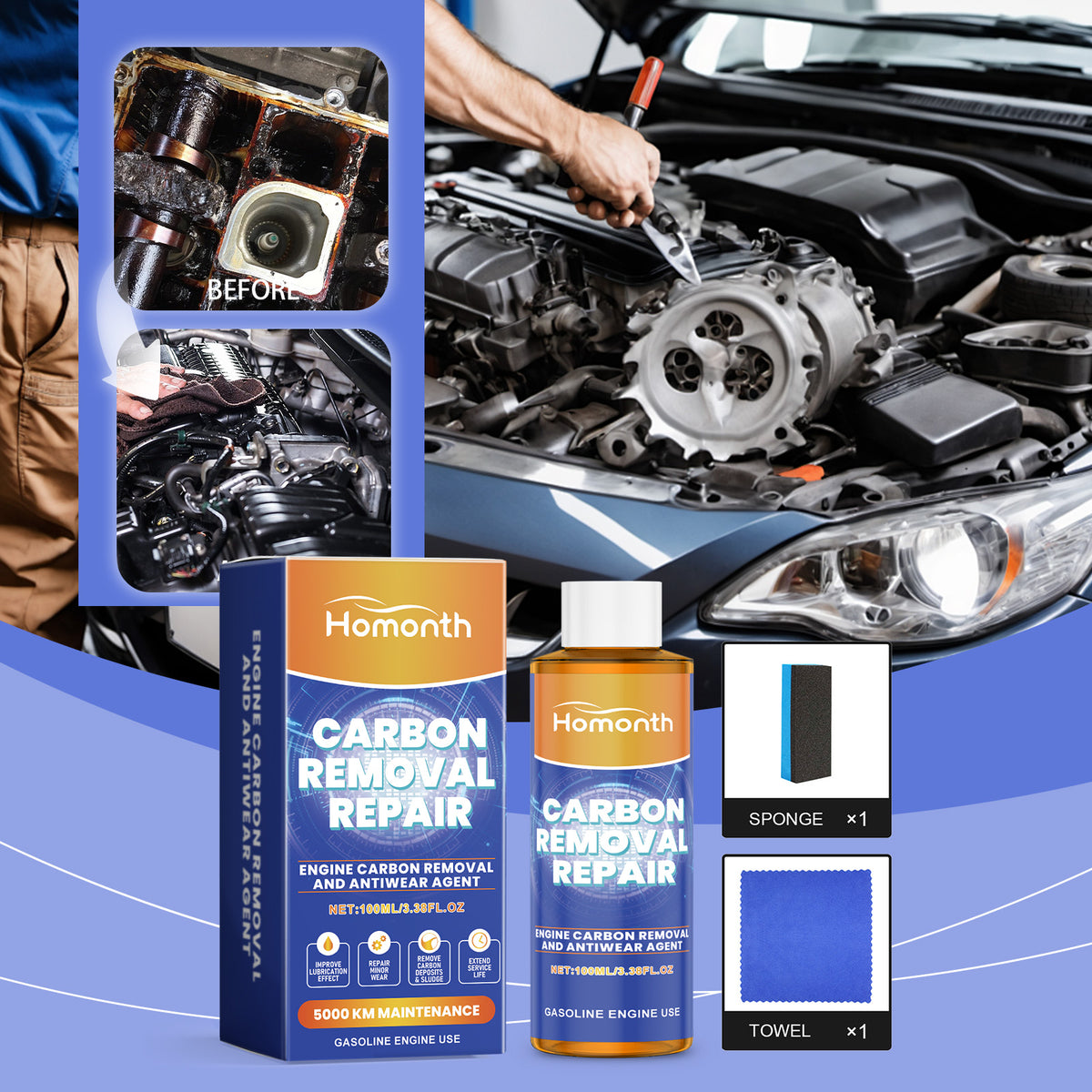 Homonth Engine Carbon Removal Anti-Wear Additives Automotive Engine Anti-Wear Rust And Noise Reduction Curing Agent