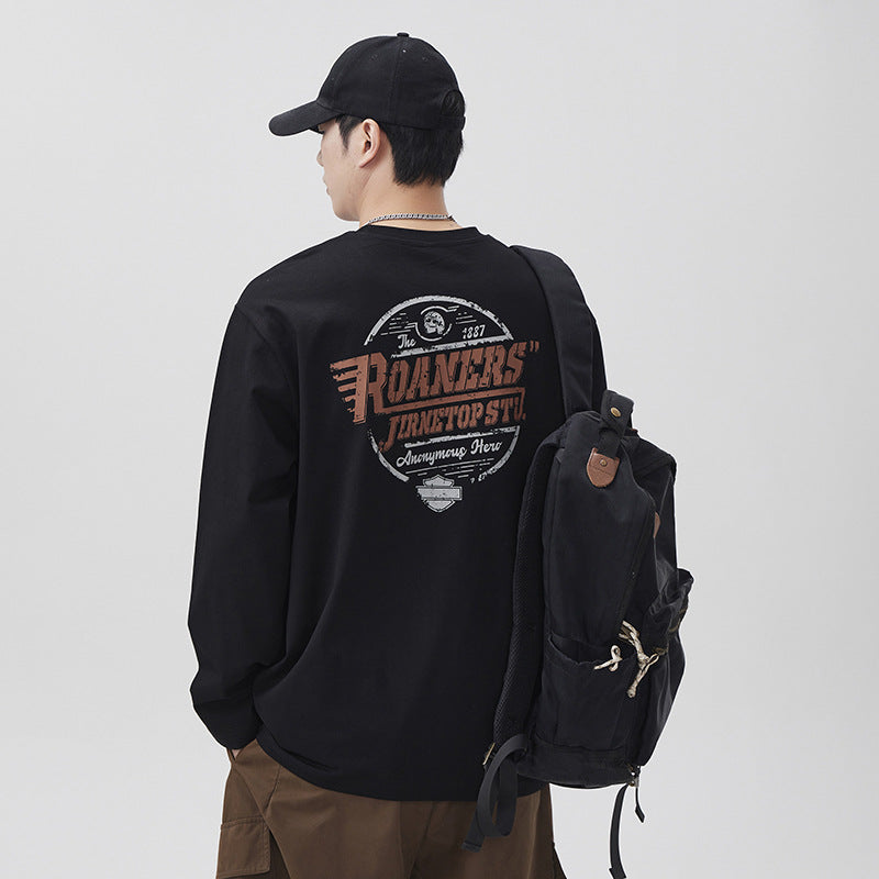 Vintage Heavyweight Cotton Long Sleeve T-Shirt for Men