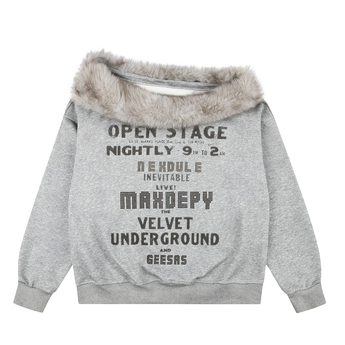 Letter Print Long Sleeve Off-Shoulder Sweatshirt
