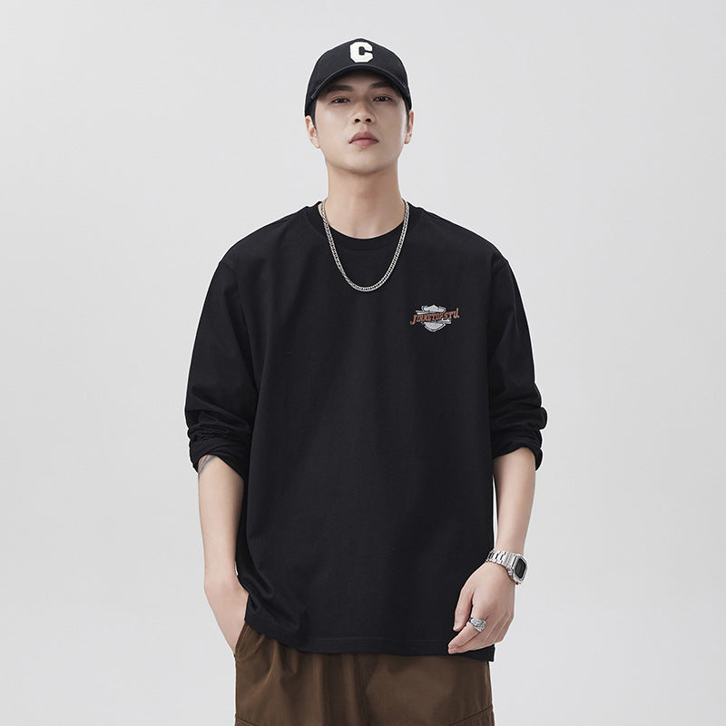 Vintage Heavyweight Cotton Long Sleeve T-Shirt for Men