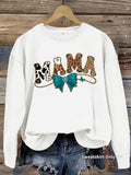 Letter leopard print print round neck sweatshirt