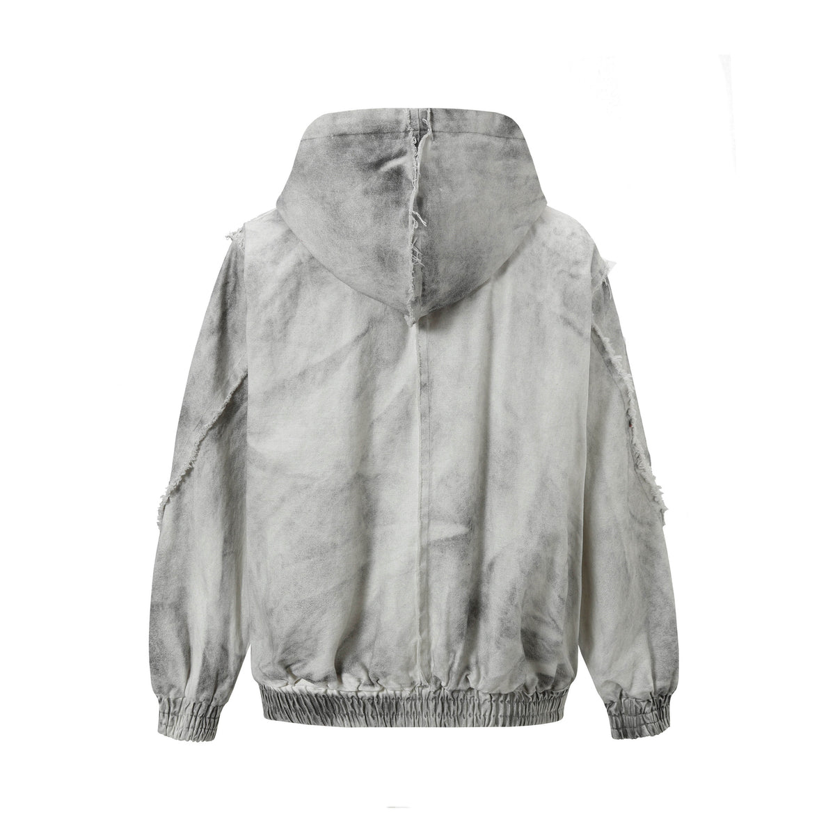 Cargo Jacket Hooded Zipper Loose Fit Deconstructed 3D Patchwork Raw Edge Open Front