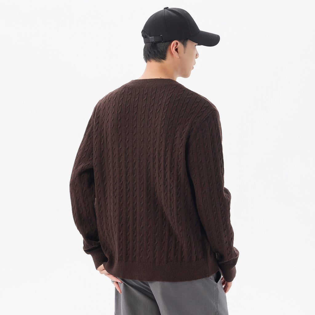 Cable Knit Button Cardigan Sweater for Men, Loose Casual Warm Jacket