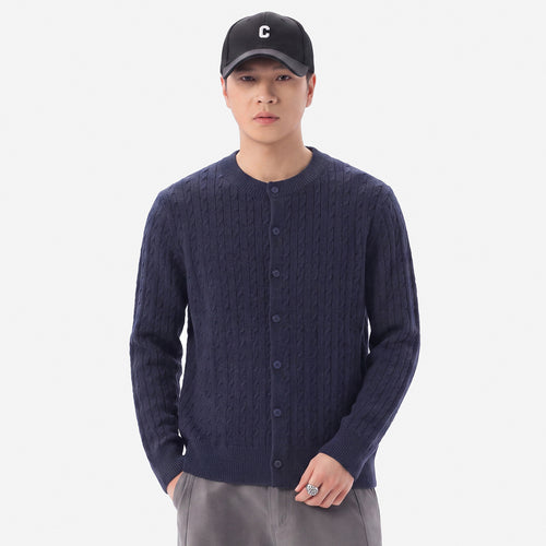 Cable Knit Button Cardigan Sweater for Men, Loose Casual Warm Jacket