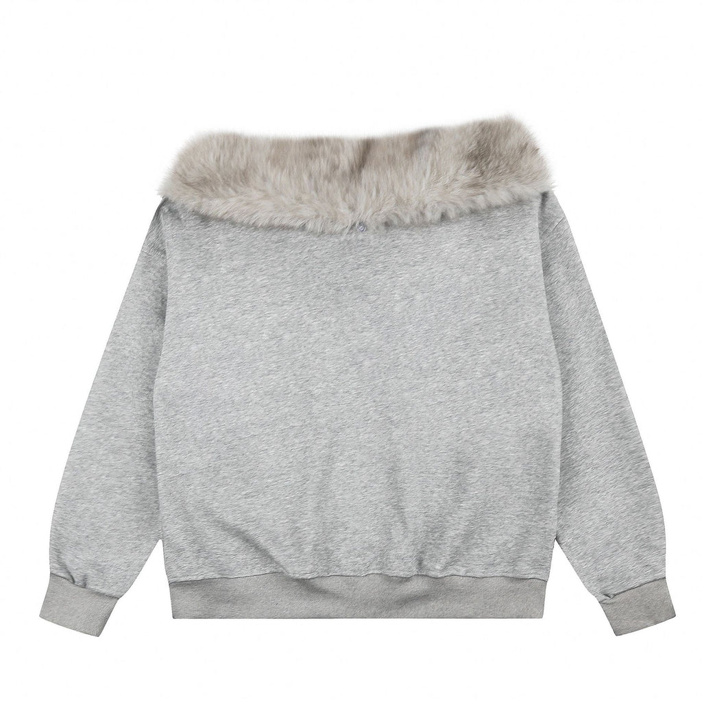 Letter Print Long Sleeve Off-Shoulder Sweatshirt